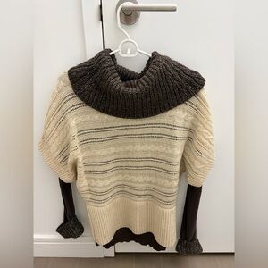 Cozy Two-Tone Cowl Neck Sweater